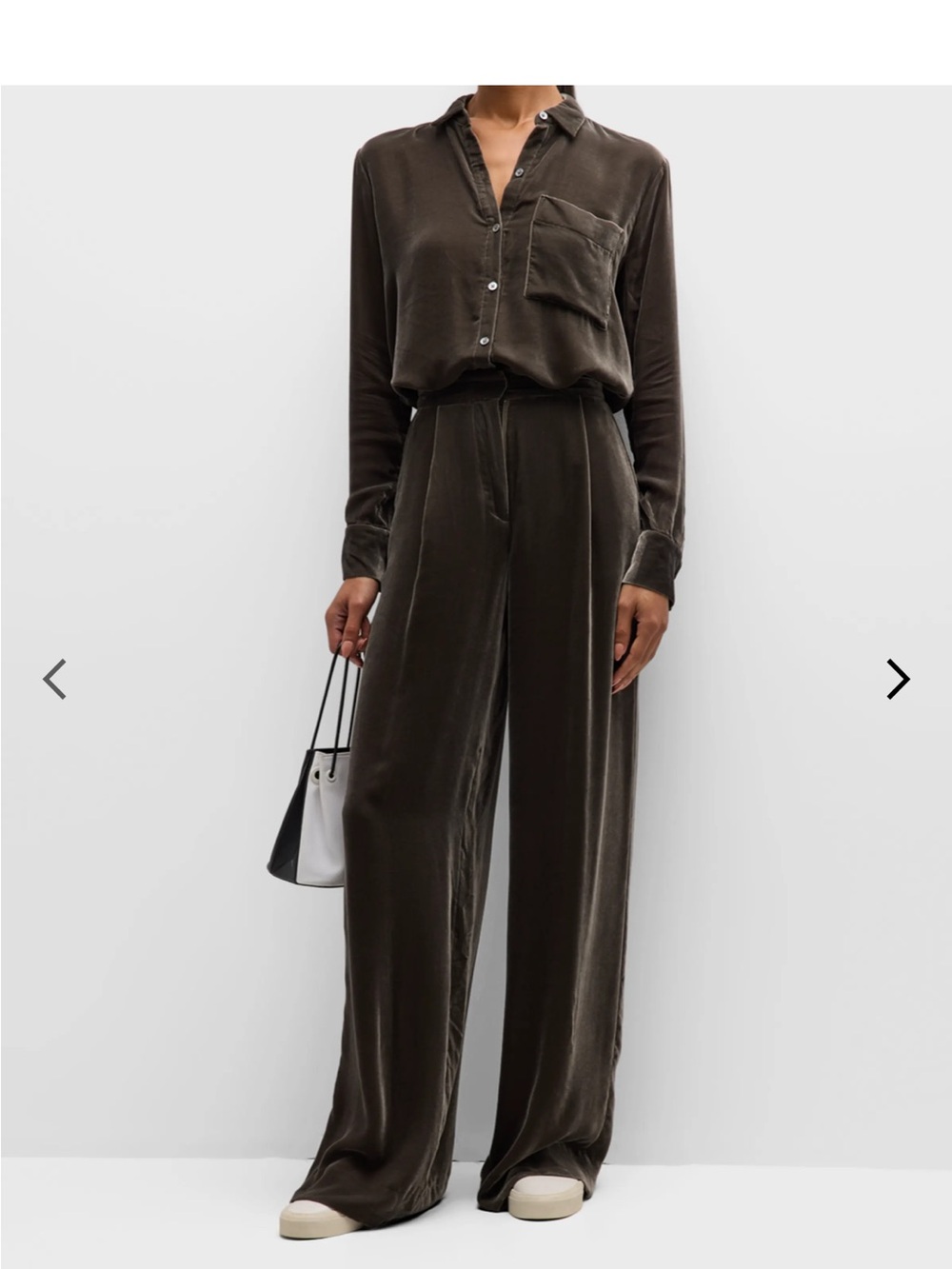 NWT ATM Anthony Thomas Melillo Olive Velvet Wide-Leg Trousers